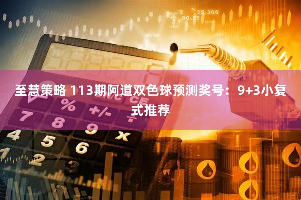 至慧策略 113期阿道双色球预测奖号：9+3小复式推荐
